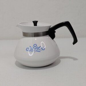 Vintage Corning Ware P-104 6-cup Teapot Cornflower Blue Pattern CLEAN GOOD...